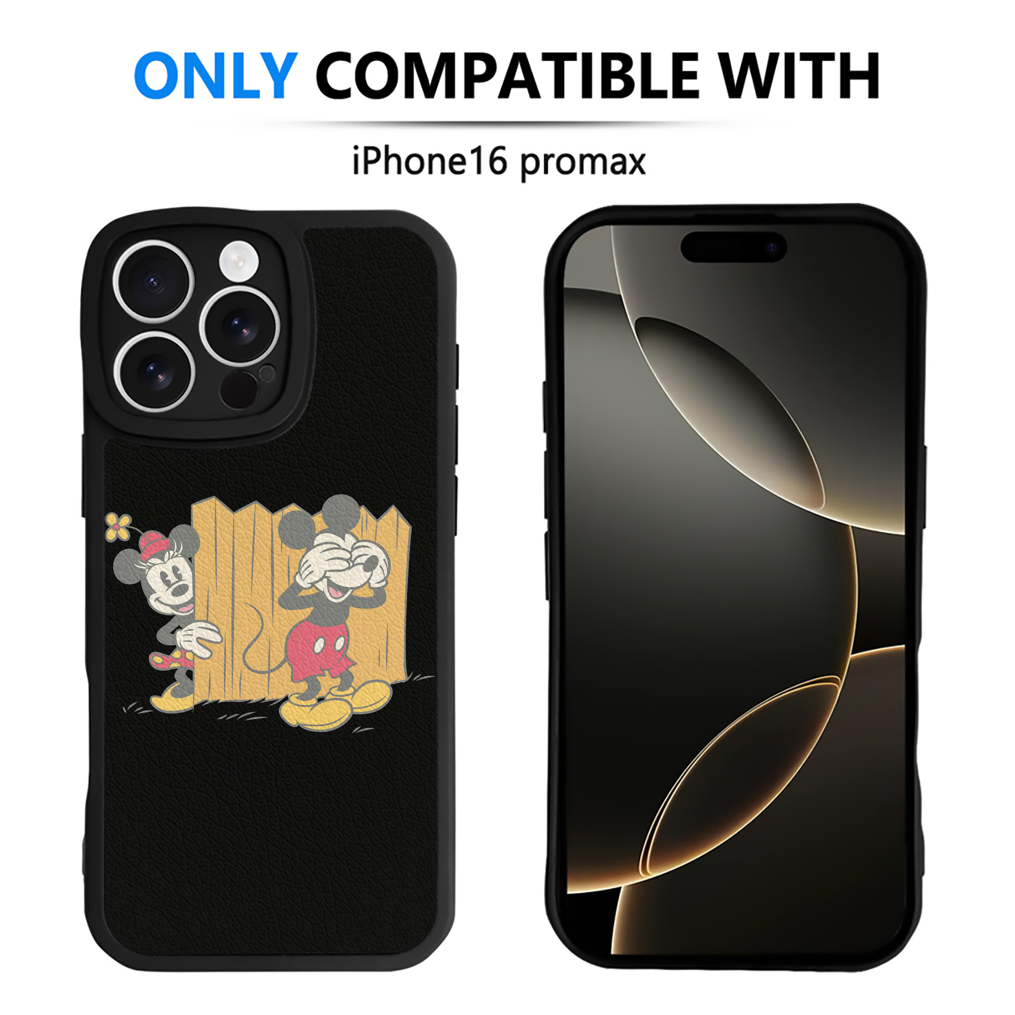 （画像用） ミッキーマウス Mickey Mouse 【iPhone 16シリーズ対応】シリコンスマホケース（レザー調） 材質：シリコン